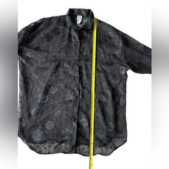 Le Cove Sheer Seashell Women’s/Teen Shirt/Coverup Size XL Coastal Black Blouse - Picture 6 of 8